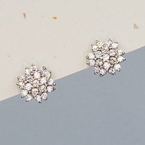 New 18K Gold Plated 925 Silver Flower Stud Earrings